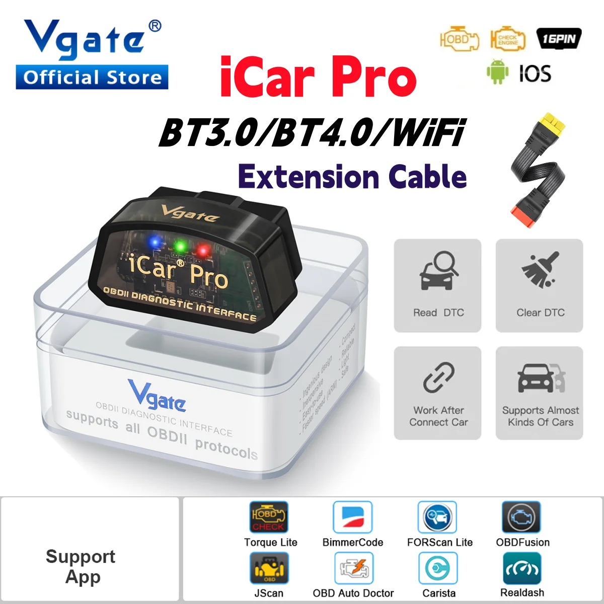 Vgate-escáner de diagnóstico a - Cable Extension 3.5 reseña y precio